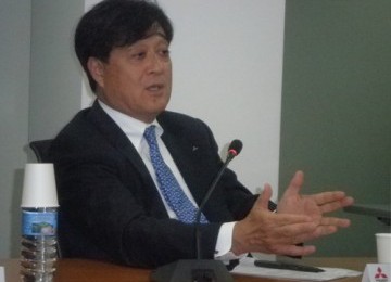 Presiden Mitsubishi Motors Corporation (MMC), Osamu Masuko, saat menerima wartawan Indonesia, Selasa (29/11), di Tokyo.