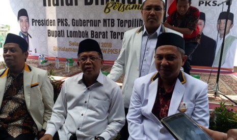 Presiden PKS Sohibul Imam saat halal bi halal bersama kader PKS NTB di Kantor DPW PKS NTB di Jalan Lingkar Selatan, Mataram, NTB, Selasa (10/7).