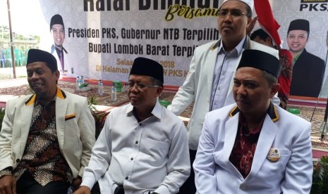 Presiden PKS Sohibul Iman saat halal bihalal bersama kader PKS NTB di Kantor DPW PKS NTB, di Jalan Lingkar Selatan, Mataram, NTB, Selasa (10/7).