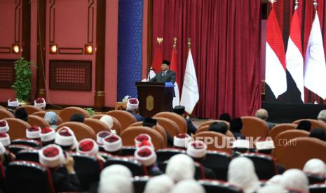 Presiden Prabowo Subianto berpidato di Al Azhar Kairo.