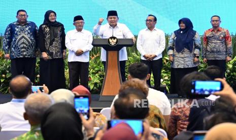 Presiden Prabowo Subianto di Kementerian Pendidikan Dasar dan Menengah (Kemendikdasmen), Senayan, Jakarta Pusat pada Kamis (13/3/2025).