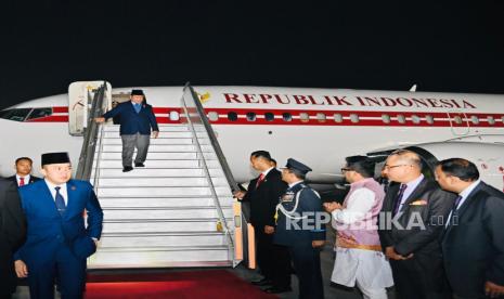 Presiden Prabowo Subianto mendarat di New Delhi, India, Kamis (23/1/2025) malam waktu setempat.