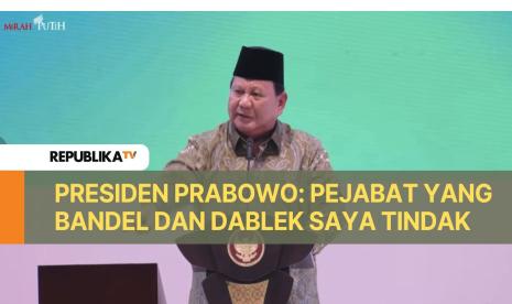 Presiden Prabowo Subianto saat hadiri puncak hari lahir (Harlah) ke-102 NU di Istora Senayan, Jakarta, Rabu (5/2/2025) malam WIB.