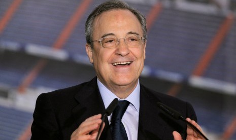 Presiden Real Madrid Florentino Perez. Real Madrid dalam kondisi stabil di tengah krisis keuangan yang mendekati tim lain dampak dari corona.