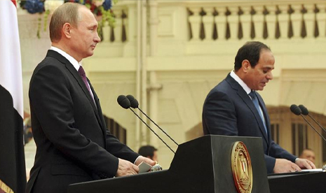 Presiden Rusia Vladimir Putin dan Presiden Mesir Abdel Fattah el-Sisi