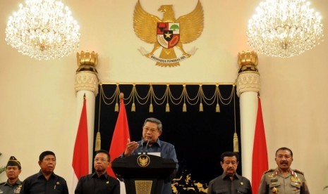 Presiden SBY memberikan pidato soal perselisihan KPK-Polri di Istana Negara, Senin (8/10)