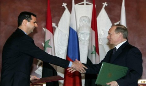 Presiden Suriah Bashar Al Assad dan Presiden Rusia Vladimir Putin