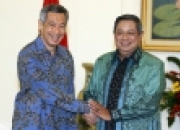 Presiden Susilo Bambang Yudhoyono dan Perdana Menteri Singapura Lee Hsien Loong