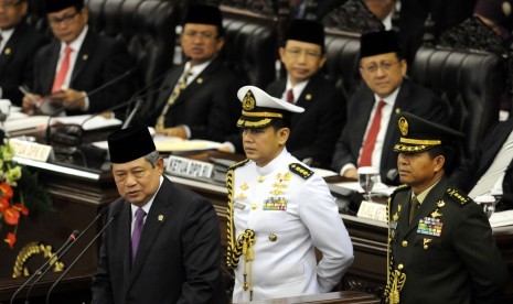 President Susilo Bambang Yudhoyono (left) delivers his state of nations on Friday.