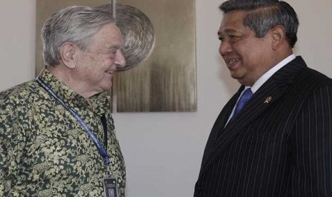 Presiden Susilo Bambang Yudhoyono menerima George Soros di Bali, Selasa (26/3).