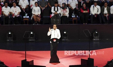 Presiden terpilih Joko Widodo menyampaikan pidato pada Visi Indonesia di Sentul International Convention Center, Bogor, Jawa Barat