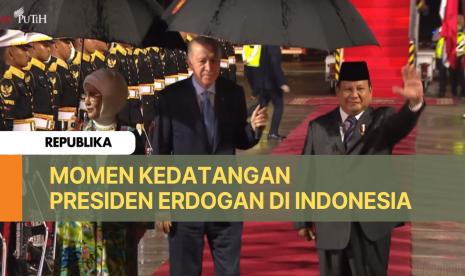 Presiden Turki Recep Tayyip Erdogan mendarat di Base Ops Lanud Halim Perdanakusuma, Jakarta Timur, Selasa (11/2/2025) sekitar pukul 18.25 WIB. 