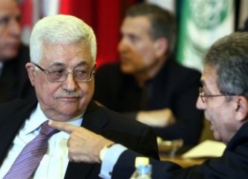 Presiden Palestina, Mahmoud Abbas dalam pertemuan dengan pemimpin Liga Arab