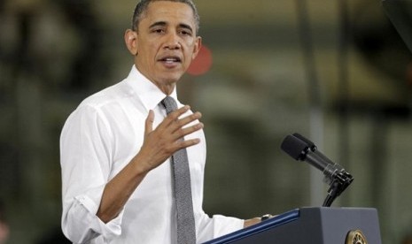 President Barack Obama speaks to workers and guests at the Linamar Corporation plant in Arden, NC, Wednesday, Feb. 13, 2013, as he travels after delivering his State of the Union address Tuesday. 