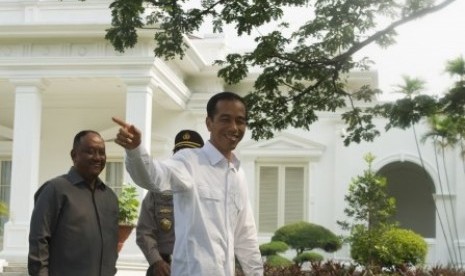 President Joko Widodo hold his first presidential press conference at the Palace in Jakarta on Wednesday, Oct 22, 2014.