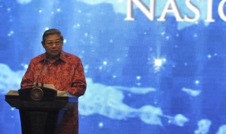 President Susilo Bambang Yudhoyono delivers his speech during a national celebration of Christmas in Jakarta on Friday eve, Dec. 27 2013.