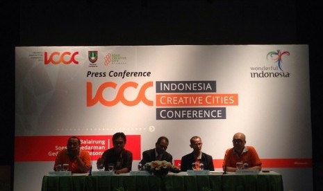 Preskon Indonesia Creative Cities Conference (ICCC) di Balairung Soesilo Soedarman, Gedung Sapta Pesona, Senin (5/10)