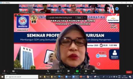 Prodi  Manajemen kampus UBSI menggelar webinar bertajuk Membangun SDM yang Berkualitas dan Berdaya Saing Tinggi dalam Bidang Manajemen, Kamis (26/11).