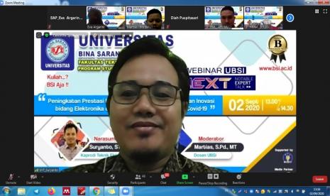 Prodi Teknik Elektro UBSI menggelar webinar bertajuk Peningkatan Prestasi Mahasiswa Melalui Kreativitas dan Inovasi Bidang Elektronika dan Otomasi di Masa Pandemi Covid-19.