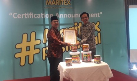 Produsen cat asal lokal asal Bandung PT Rajawali Hiyoto yang memiliki merek cat Maritex, sudah mengantongi sertifikat halal dari Majelis Ulama Indonesia untuk produknya.