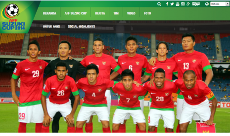 Profil timnas Indonesia di laman AFF Suzuki Cup 2014.