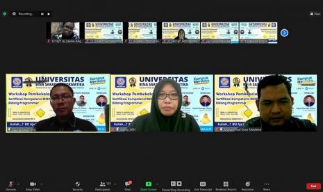 Program Studi (Prodi) Sistem Informasi (SI) Universitas BSI (Bina Sarana Informatika) kampus Pontianak, sukses menggelar workshop Pembekalan Sertifikasi Kompetensi BNSP (Badan Nasional Sertifikasi Profesi) Bidang Programmer. 