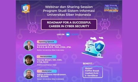 Program Studi Sistem Informasi Cyber University, akan menggelar acara Sharing Session bertajuk “Roadmap for a Successful Career in Cyber Security” pada Kamis, 4 Juli 2024 mendatang.