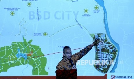 Project Leader Digital Hub BSD City Irawan Harhap memberikan paparan pada acara Rembuk Republik di Serpong, Tangerang Selatan, Banten, Kamis (30/3).