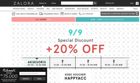 Promo Zalora Mega Mini Day dimulai sejak pukul 09.00 hingga 21.00 hanya pada Rabu (9/9).