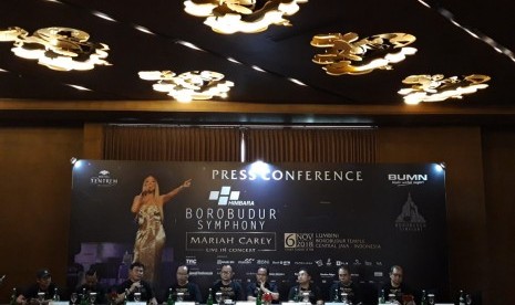 Promotor menggelar konferensi pers jelang konser Mariah Carey di Candi Borobudur, Senin (5/11), di Yogyakarta.