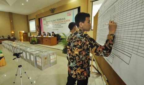  Proses rekapitulasi penghitungan suaran Pemilihan Gubernur (pilgub) Jawa Tengah 2018 tingkat Kabupaten Semarang.