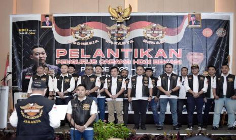 Prosesi pelantikan pengurus HDCI Bekasi 2022-2025, Sabtu (16/4/2022).