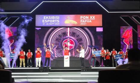 Prosesi penutupan ajang eksibisi Esports Pekan Olahraga Nasional (PON) XX Papua 2021 yang digelar di Jayapura, Papua.