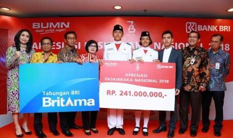 PT Bank Rakyat Indonesia (Persero) Tbk memberikan apresiasi kepada Tim Paskibraka (Pasukan Pengibar Bendera Pusaka) Nasional Tahun 2018 di Kantor Pusat Bank BRI, Jakarta. 