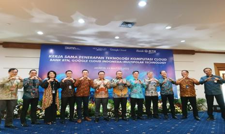 PT Bank Tabungan Negara (Persero) Tbk menjalin kemitraan dalam penerapan teknologi komputasi cloud dengan Google Cloud Indonesia melalui partner lokalnya PT Multipolar Technology Tbk di Jakarta, Selasa (23/8/2022). Kerja sama ini untuk menggenjot inovasi layanan digital perseroan.