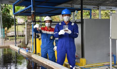 PT Kilang Pertamina Internasional Unit Sungai Pakning resmikan inovasi Filagam atau Filtrasi Air Gambut pada Kamis (11/11) di Desa Lubuk Muda, Kecamatan Siak Kecil.