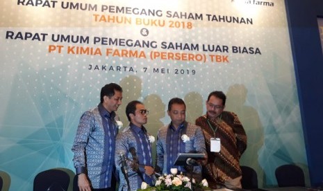 PT Kimia Farma Tbk menggelar Rapat Umum Pemegang Saham Tahunan (RUPST) 2019 di Grand Ballroom, Kempinski Hotel, Jakarta, Selasa (7/5).