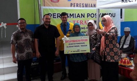 PT Pertamina (Persero) Marketing Operation Region VII Sulawesi melalui program Bina Lingkungan meresmikan bantuan pembangunan Posyandu Mandiri Teratai II di Kelurahan Pandang, Panakukang, Makassar, Sulawesi Selatan, Sabtu (07/07).