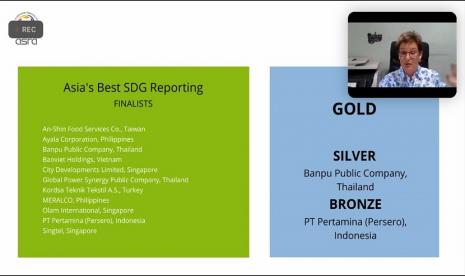 PT Pertamina (Persero) mewakili Indonesia yang berhasil meraih menjadi salah satu pemenang award ASRA ini mengungguli ratusan perusahaan lainnya dari 17 negara di Asia. Pertamina menyabet Bronze Award untuk kategori Asia’s Best SDG Reporting di Asia Sustainability Reporting Awards (ASRA) ke-6, ajang penghargaan internasional paling bergengsi untuk pelaporan perusahaan di Asia.