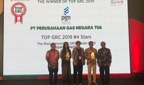 PT Perusahaan Gas Negara Tbk. (PGN) berhasil meraih penghargaan sebagai TOP GRC 2019 #4 Stars dan Direktur Utama PGN Gigih Prakoso Soewarto dinobatkan sebagai The Most Committed GRC Leaders 2019 di ajang Top Governance Risk & Compliance Summit 2019 yang digelar  di Hotel Borobudur.