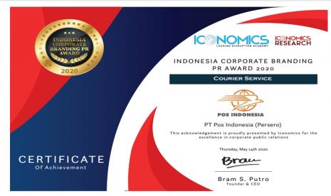 PT Pos Indonesia (Persero) raih penghargaan Indonesia Corporate Branding PR Award 2020