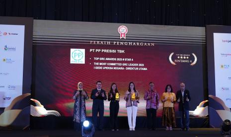 PT PP Presisi Tbk mendapatkan dua penghargaan dalam ajang Top GRC Awards 2023. Anak usaha PT PP (Persero) Tbk ini meraih penghargaan Top GRC Awards 2023 Star 4 dan The Most Committed GRC Leader 2023.