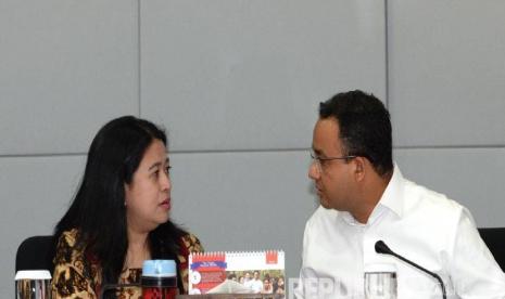 Ketua DPP PDIP Puan Maharani dan gubernur DKI Jakarta periode 2017-2022 Anies Rasyid Baswedan.