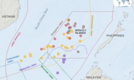 Pulau-pulau kecil dan terumbu karang yang tersebar di Laut Cina Selatan menjadi objek sengketa sejumlah negara di kawasan itu.