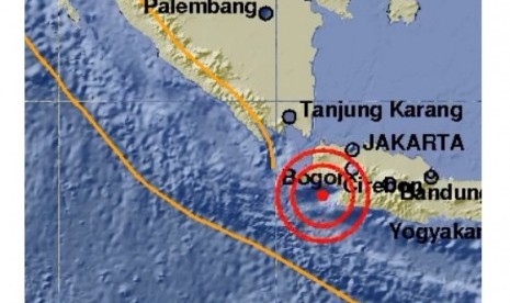 Pusat gempa di Lebak, Banten, Rabu (24/1) siang.