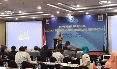 Rakernas Asosiasi Bimbingan Konseling Indonesia (Abkin) di Grand Keisha Hotel, Rabu (11/7).