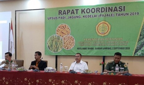 Rapat Koordinasi (Rakor) Evaluasi, Koordinasi dan Pelaporan kegiatan Program Upaya Khusus Padi, Jagung dan Kedelai (UPSUS Pajale) di Lampung, Senin (2/9).