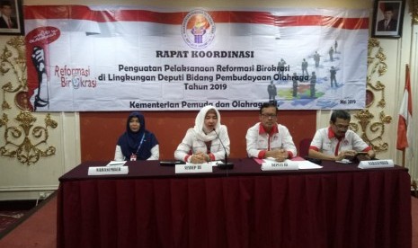 Rapat Pembahasan Reformasi Birokrasi 'Penguatan Pelaksanaan Reformasi Birokrasi di Lingkungan Deputi Bidang Pembudayaan Olahraga Tahun 2019', Senin (20/5).