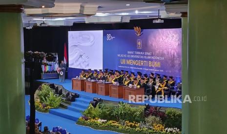 Rapat Terbuka Senat Milad ke-82 UII di Auditorium Abdul Kahar Mudzakar UII, Kamis (30/1/2025).