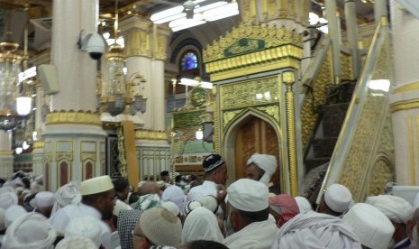 Raudhah di Masjid Nabawi, Madinah, Arab Saudi.